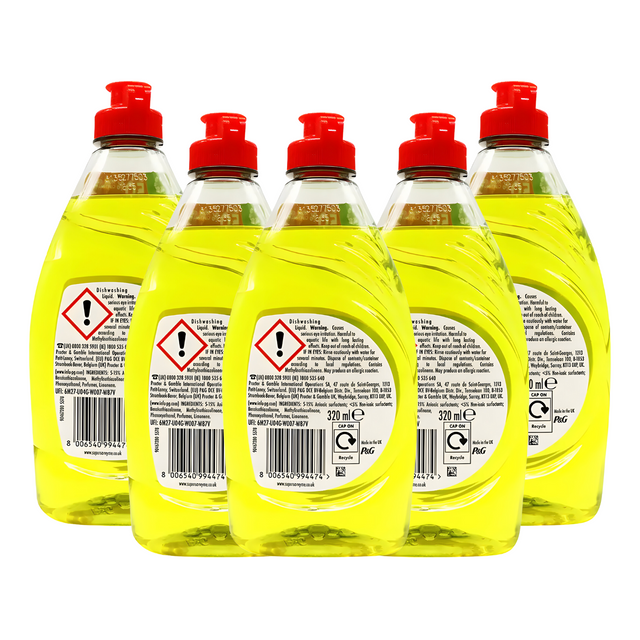 Fairy Washing Up Liquid Lemon, 320ml - Pack of 5