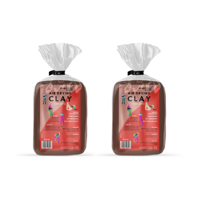 Imagination Studio® Air Drying Modelling Clay - Terracotta - 12.5KG - Pack of 2