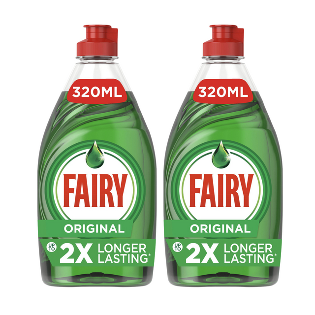 Fairy Original Washing Up Liquid Green, 320ml - Pack of 2