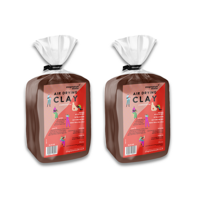 Imagination Studio® Air Drying Modelling Clay - Terracotta - 12.5KG - Pack of 2