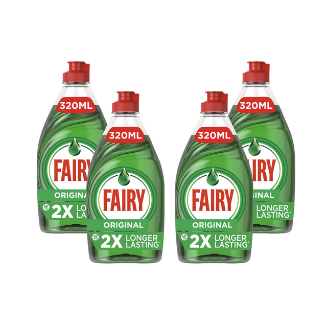 Fairy Original Washing Up Liquid Green, 320ml - Pack of 4