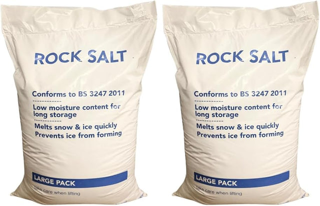 Winter Shield® 2 x 25KG Brown De-icing Rock Salt, Heavy-Duty, Fast-Acting, Effective on Snow and Ice, Safe for Driveways, Pathways, Roads & More (2 Bags of 25KG) PACKAGING MAY VARY