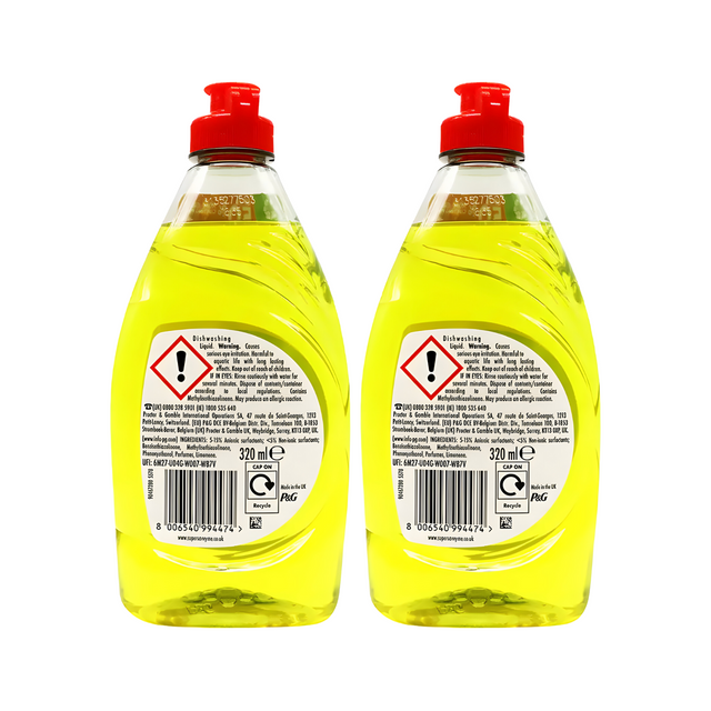 Fairy Washing Up Liquid Lemon, 320ml - Pack of 2